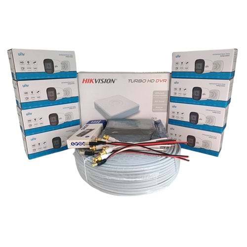 Hikvision 8'li Güvenlik Kamerası Seti, Mikrofonlu, Uzaktan İzleme, Olay Anında Bildirim