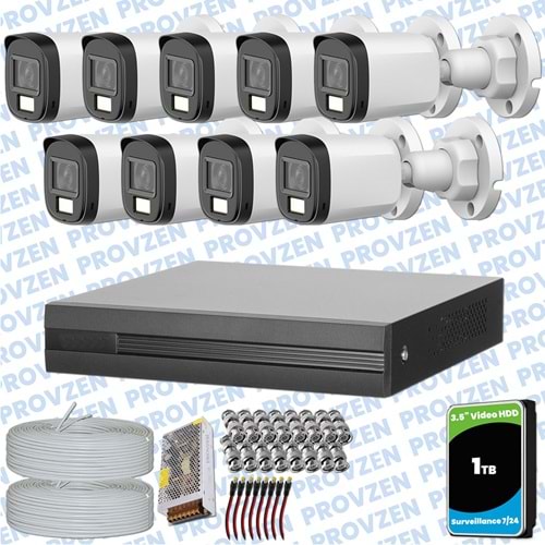 Provzen Dahua 9 Kameralı Full HD Fullcolor Mikrofonlu Güvenlik Kamerası