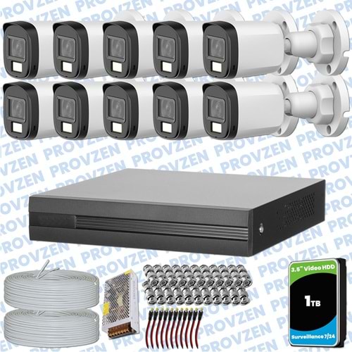 Provzen Dahua 12 Kameralı Full HD Fullcolor Mikrofonlu Güvenlik Kamerası