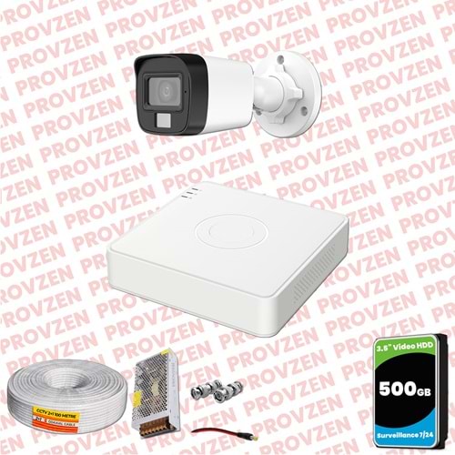 Provzen Hikvision 1 Kamera Hibrit ColorVu Full HD Güvenlik Kamera Olay Anında bildirim