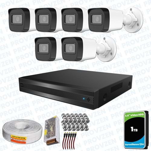 Provzen Hikvision RV 6 Kameralı Full HD Geniş Açı Güvenlik Kamerası 1TB