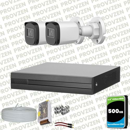 Provzen Dahua Full HD 2 Kameralı Güvenlik Kamerası + 500GB HDD