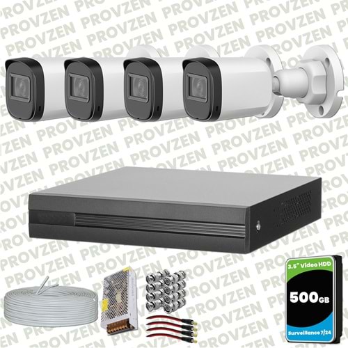 Provzen Dahua Full HD 4 Kameralı Güvenlik Kamerası + 500GB HDD