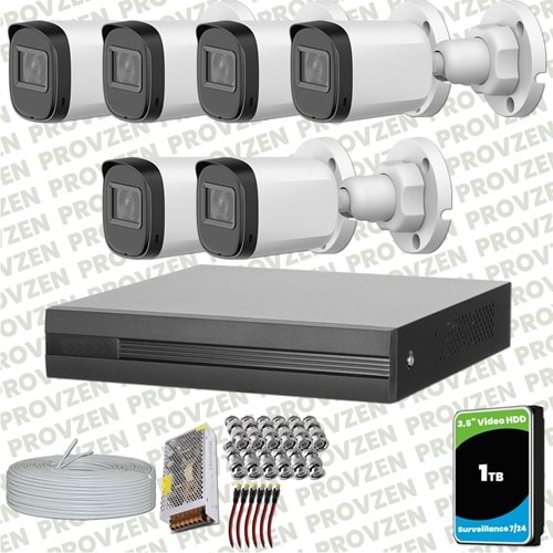 Provzen Dahua Full HD 6 Kameralı Güvenlik Kamerası + 1TB HDD