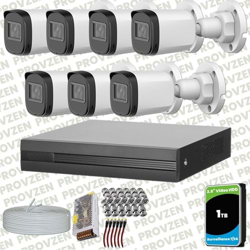 Provzen Dahua Full HD 7 Kameralı Güvenlik Kamerası + 1TB HDD