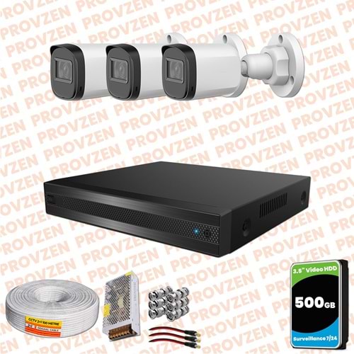 Provzen Rivo Dahua 3 Kameralı Full HD Güvenlik Kamerası 500GB