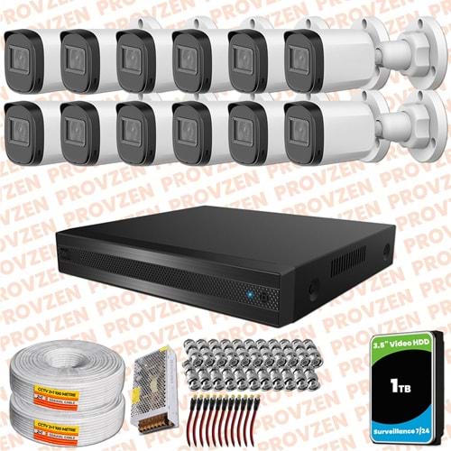Provzen Rivo Dahua 12 Kameralı Full HD Güvenlik Kamerası 1tb hdd