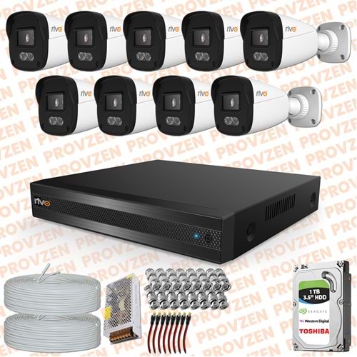 Provzen Rivo 9 Kameralı Full HD ColorVu & Ses Kayıtlı Güvenlik Kamerası