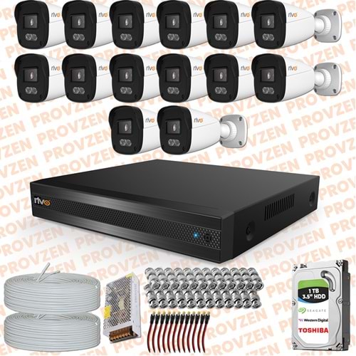 Provzen Rivo 14 Kameralı Full HD ColorVu & Ses Kayıtlı Güvenlik Kamerası