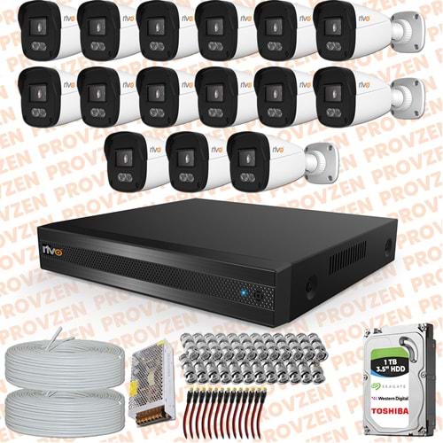 Provzen Rivo 15 Kameralı Full HD ColorVu & Ses Kayıtlı Güvenlik Kamerası