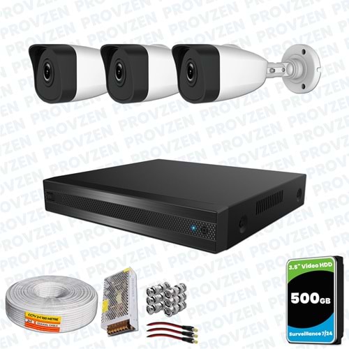 Provzen RV HiLook 3 Kameralı Full HD Geniş Açı Güvenlik Kamerası