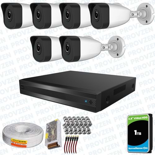 Provzen RV HiLook 6 Kameralı Full HD Geniş Açı Güvenlik Kamerası