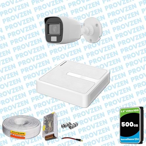 Provzen HiLook 1 Kameralı Full HD ColorVu Mikrofonlu Güvenlik Kamerası Olay Anında bildirim