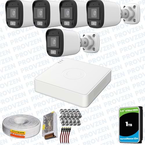 Provzen UNV Full HD 5 Kamera Renkli Gece Görüş Mikrofonlu Olay Anında bildirim