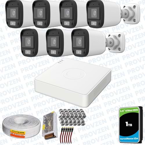 Provzen UNV Full HD 7 Kamera Renkli Gece Görüş Mikrofonlu Olay Anında bildirim