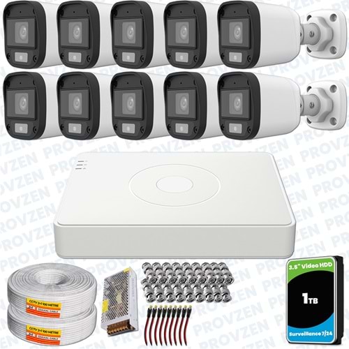 Provzen UNV Full HD 10 Kamera Renkli Gece Görüş Mikrofonlu Olay Anında bildirim