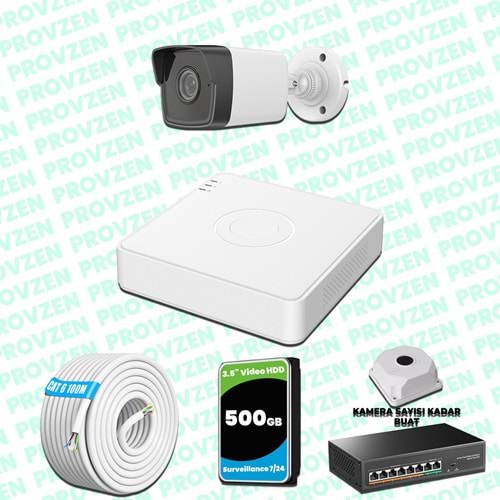Provzen Hikvision 1 Kameralı IP 1080P Mikrofonlu Güvenlik Kamerası Olay Anında bildirim