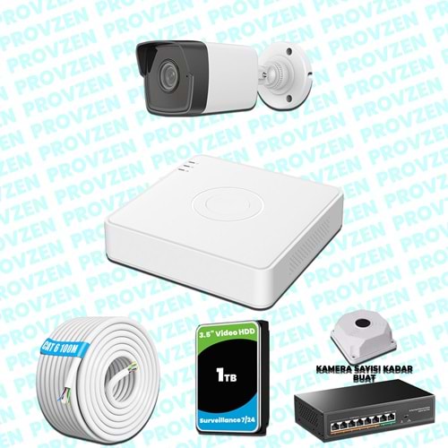 Provzen Hikvision 1 IP Kameralı 4MP 1440P Mikrofonlu Güvenlik Kamerası