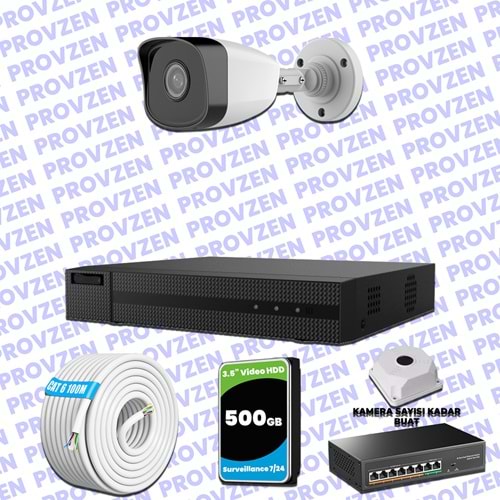 Provzen HiLook 1 IP Kameralı Full HD 1080p Güvenlik Kamerası Seti