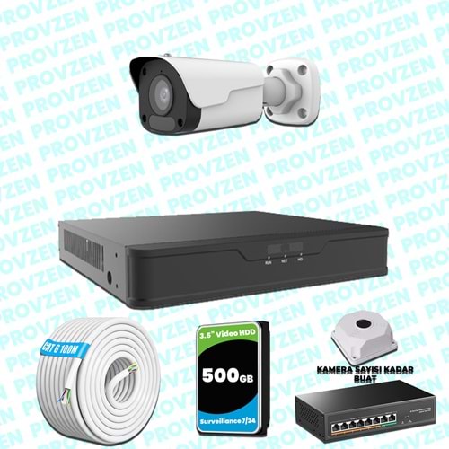 Provzen UNV 1 Kameralı IP Full HD Güvenlik Kamerası Seti