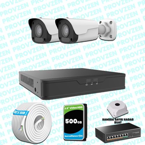 Provzen UNV 2 Kameralı IP Full HD Güvenlik Kamerası Seti