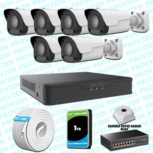 Provzen UNV 5 Kameralı IP Full HD Güvenlik Kamerası Seti