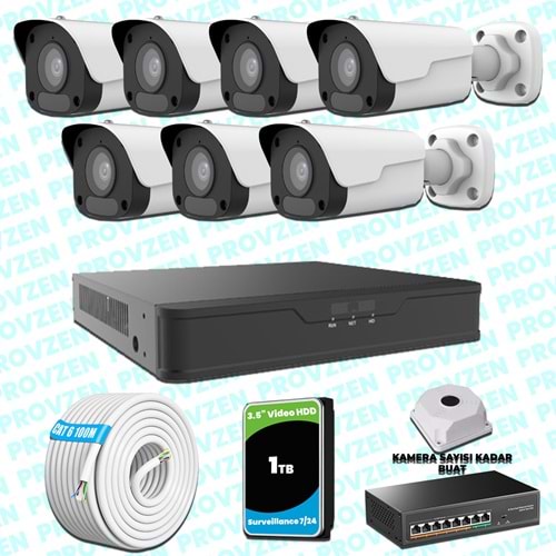Provzen UNV 6 Kameralı IP Full HD Güvenlik Kamerası Seti