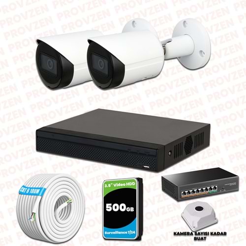 Provzen Dahua 2 Kameralı IP 1080P Gece Görüşlü Güvenlik Kamerası