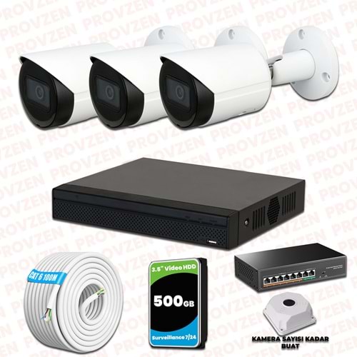 Provzen Dahua 3 Kameralı IP 1080P Gece Görüşlü Güvenlik Kamerası