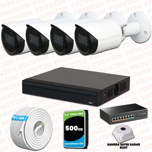 Provzen Dahua 4 Kameralı IP 1080P Gece Görüşlü Güvenlik Kamerası