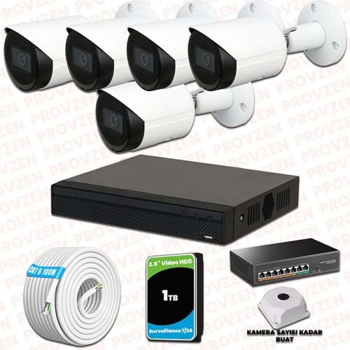 Provzen Dahua 5 Kameralı IP 1080P Gece Görüşlü Güvenlik Kamerası