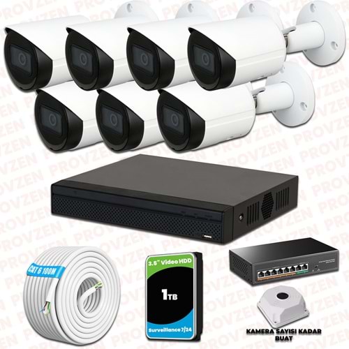 Provzen Dahua 7 Kameralı IP 1080P Gece Görüşlü Güvenlik Kamerası