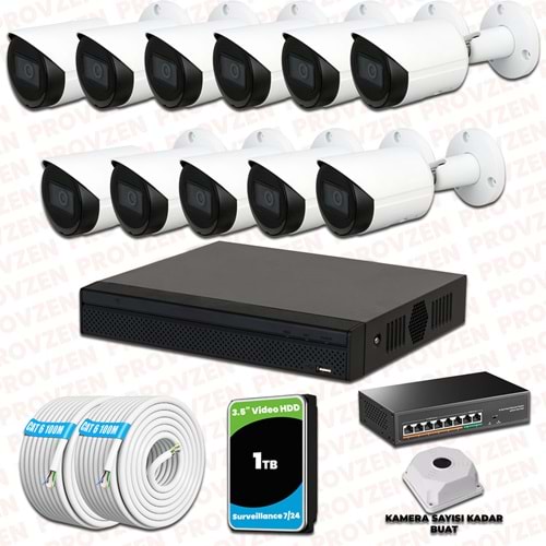 Provzen Dahua 11 Kameralı IP 1080P Gece Görüşlü Güvenlik Kamerası