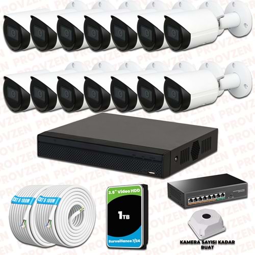 Provzen Dahua 14 Kameralı IP 1080P Gece Görüşlü Güvenlik Kamerası