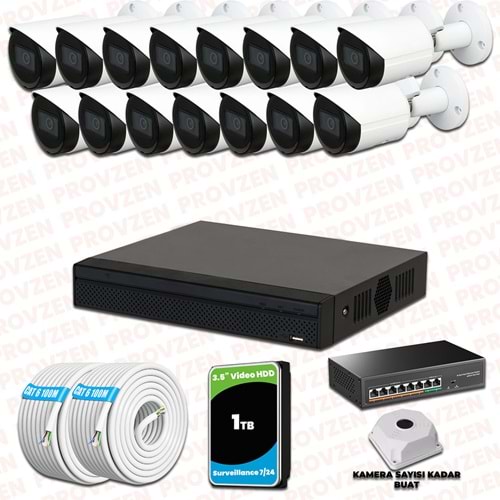 Provzen Dahua 15 Kameralı IP 1080P Gece Görüşlü Güvenlik Kamerası