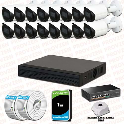 Provzen Dahua 16 Kameralı IP 1080P Gece Görüşlü Güvenlik Kamerası