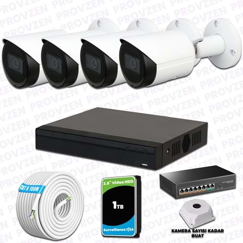 Provzen Dahua 4 IP Kameralı 1440P Gece Görüşlü Güvenlik Kamerası Seti
