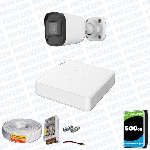 Provzen Hikvision Unv 1'li Full HD Güvenlik Kamerası Set Gece Görüş, Mikrofon, Olay Anında Bildirim