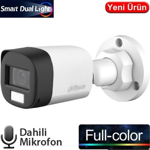 DAHUA HAC-B1A21P-U-IL-A 2MP 3.6MM 4IN1 DAH. MİK. SMART DUAL LED FULL COLOR HDCVI BULLET KAM-30MT