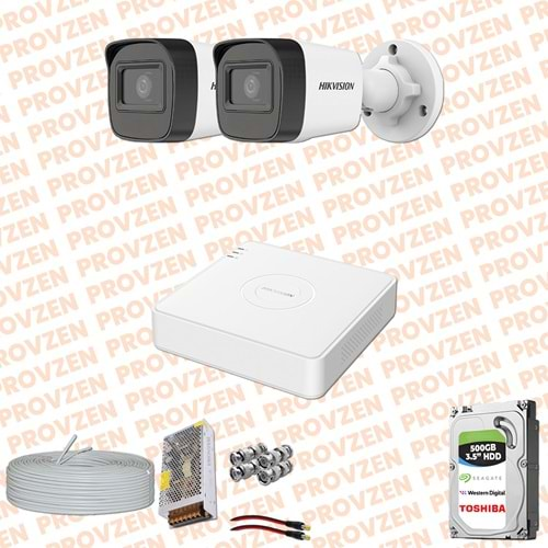 PROVZEN HİKVİSİON 2 KAMERA FULLHD GÜVENLİK KAMERASI SET 500GB HDD