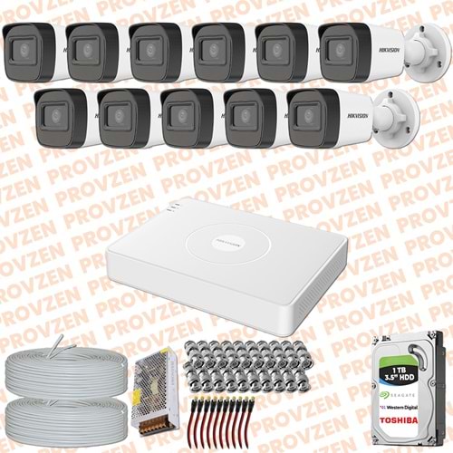 PROVZEN HİKVİSİON 11 KAMERA FULLHD GÜVENLİK KAMERASI SET 1TB HDD