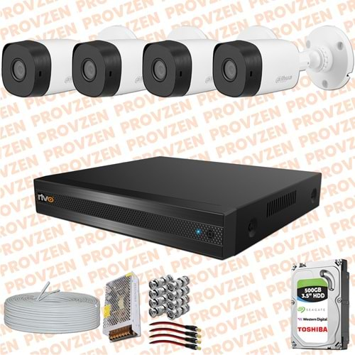 PROVZEN RV DAHUA 4 KAMERA FULLHD GÜVENLİK KAMERASI SET 500GB HDD