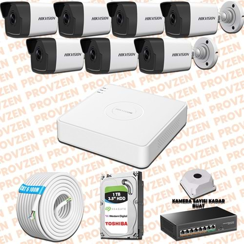 PROVZEN HIKVISION 7 KAMERALI İP KAMERA SETİ 1080P MİKROFONLU