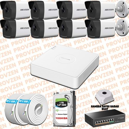 PROVZEN HIKVISION 8 KAMERALI İP KAMERA SETİ 1080P MİKROFONLU