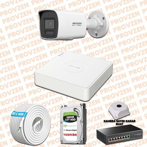 PROVZEN HIKVISION 1 İP KAMERALI COLORVU HİBRİT GÜVENLİK KAMERASI