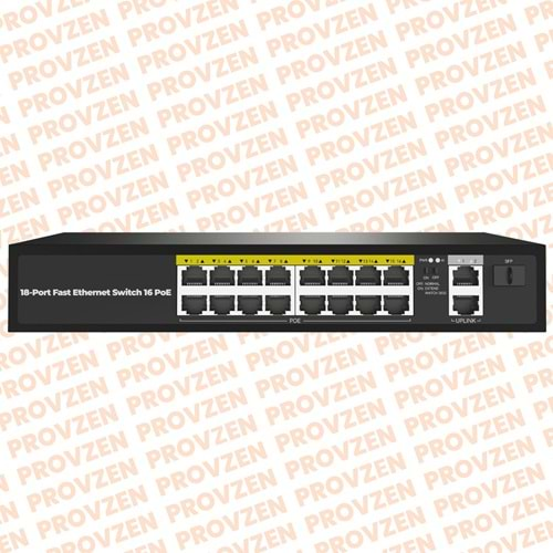 PROVZEN 16 Port POE Switch 10/100 + 2x10/100/1000 + 1xSFP 250W PoE Switch