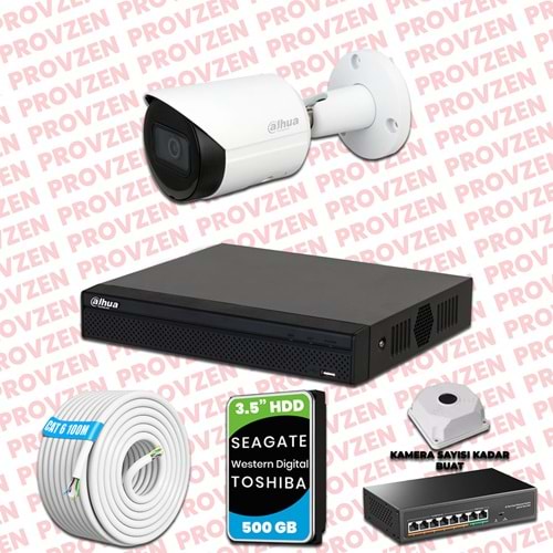 PROVZEN DAHUA 1 KAMERALI İP KAMERA SETİ 1080P GECE GÖRÜŞLÜ