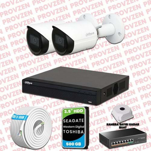 PROVZEN DAHUA 2 KAMERALI İP KAMERA SETİ 1080P GECE GÖRÜŞLÜ