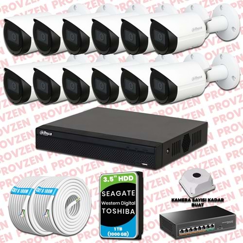 PROVZEN DAHUA 12 KAMERALI İP KAMERA SETİ 1080P GECE GÖRÜŞLÜ