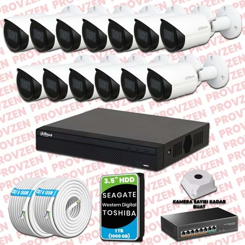 PROVZEN DAHUA 13 KAMERALI İP KAMERA SETİ 1080P GECE GÖRÜŞLÜ